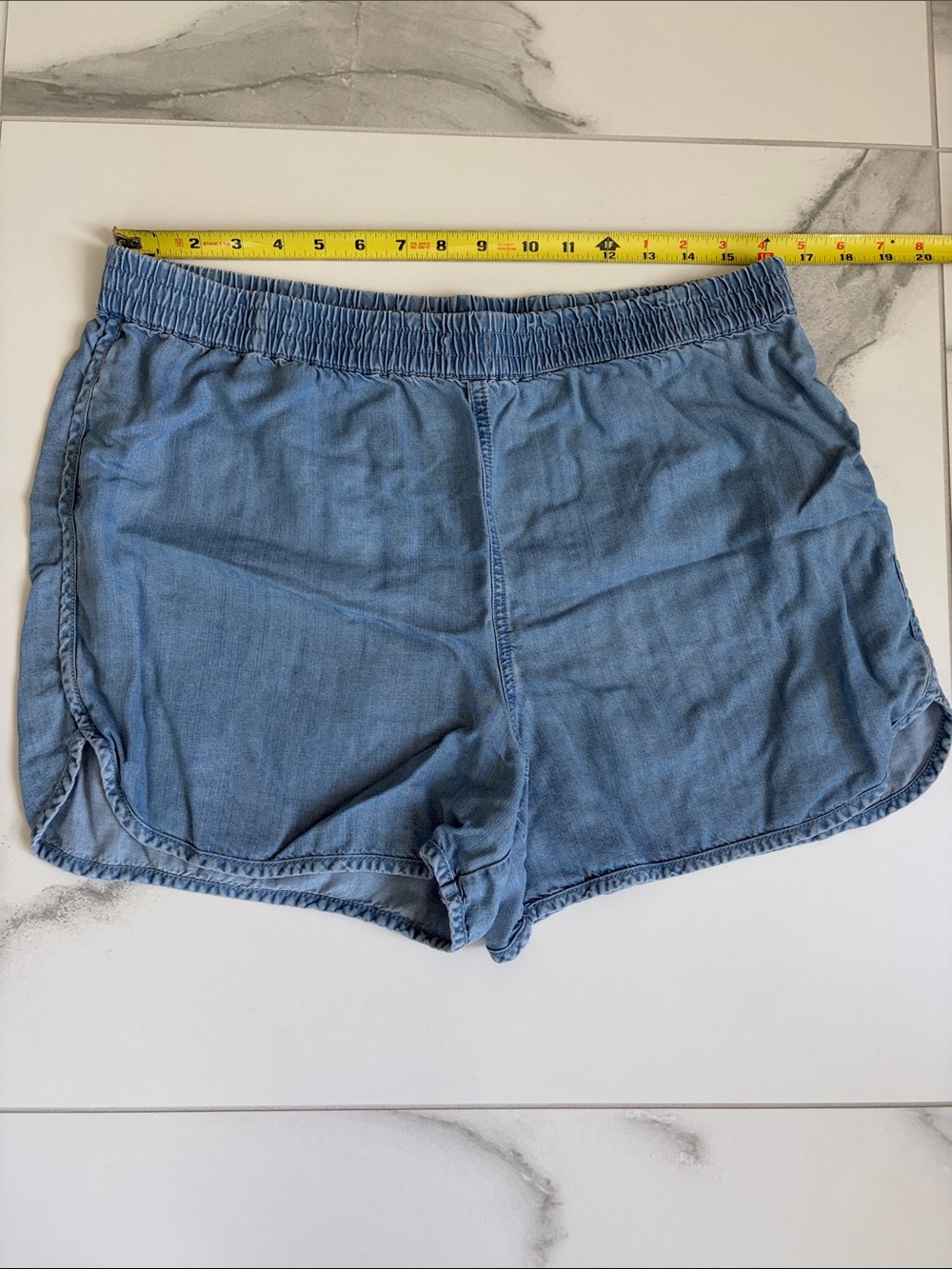 Juicy Couture Light Blue Denim-Style Elastic Waist Shorts